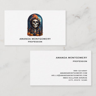 Spooky Skeleton med Onda Pumpkins Visitkort