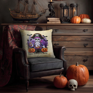 Spooky Skeleton Pirat Happy halloween Matey Kudde