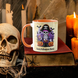 Spooky Skeleton Pirat Happy halloween Mugg