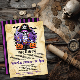 Spooky Skeleton Pirate Halloween Party Inbjudningar