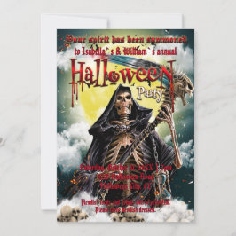 Spooky Skeleton & Scary Skull Halloween Inbjudningar