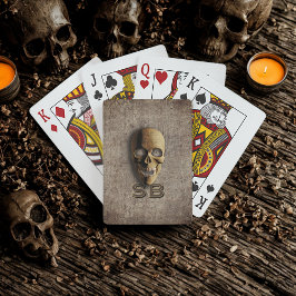 Spooky Skeleton Skull Monogram Casinokort