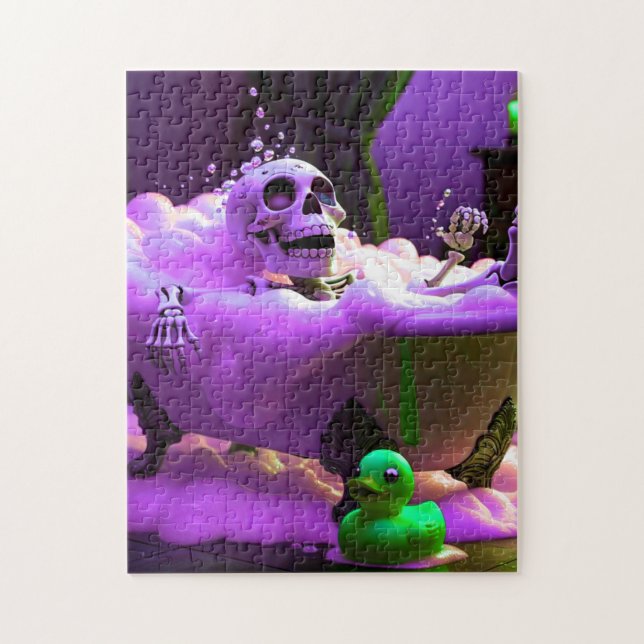 Spooky Skeleton tar en bubbelbath Pussel (Vertikal)
