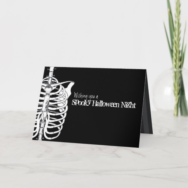 Spooky Skeleton X-Ray Halloween Kort (Framsida)