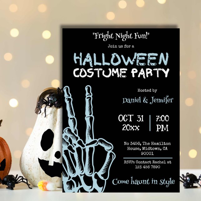 Spooky skelett, fright night costume Halloween Inbjudningar (Skapare uppladdad)