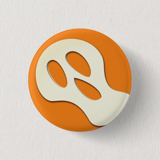 Spooky skrämmande orange spöke ansikte lustig Hall Knapp (Framsida)