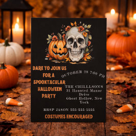 Spooky Skull and Pumpkin Art Inbjudningar