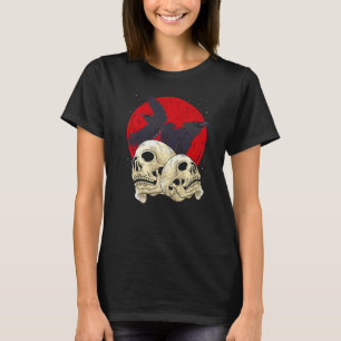 Spooky Skull Creepy Skeleton Head Kråka Gothic Bir T Shirt