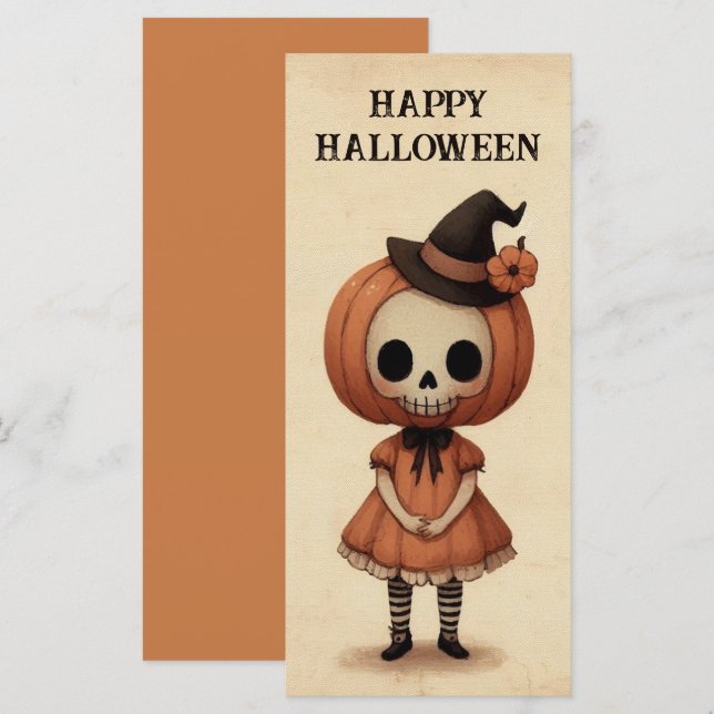 Spooky Skull Girl Trick eller Treater Halloween (Fram/baksida)