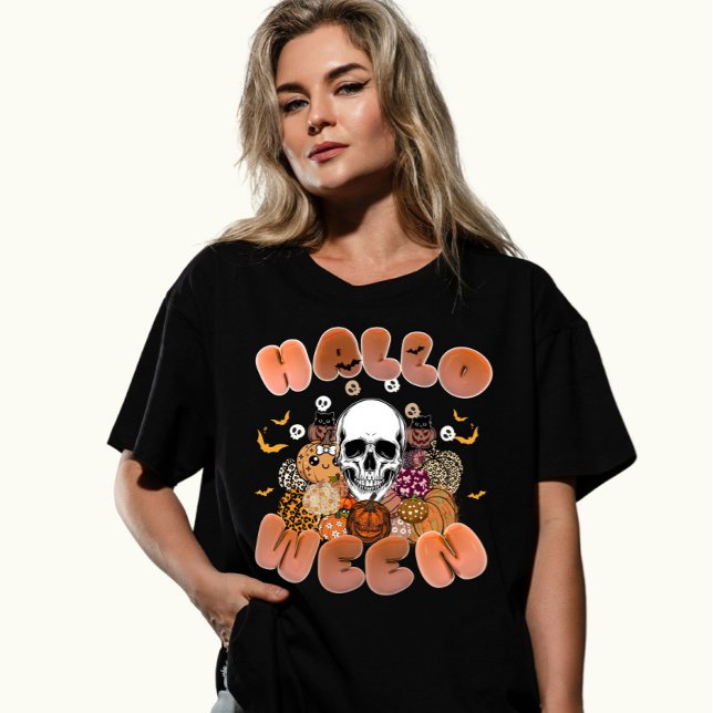 Spooky Skull Halloween-Anpassningsbar T Shirt (Skapare uppladdad)