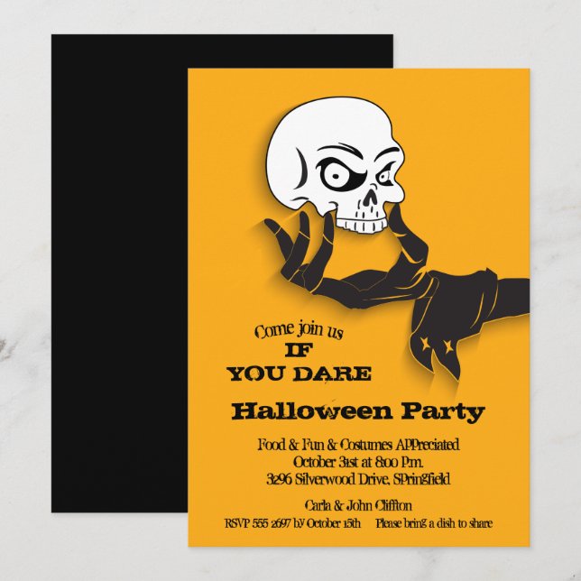 Spooky Skull Halloween Inbjudningar (Fram/baksida)