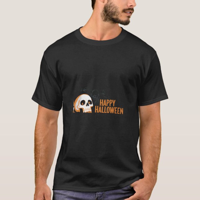 Spooky Skull Happy halloween Retro Design T-Shirt (Framsida)