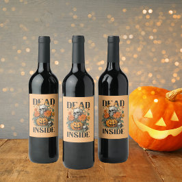Spooky Skull och Pumpkin Halloween Vinflaska Etikett