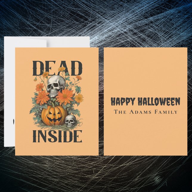 Spooky Skull och Pumpkin Personlig Halloween Anteckningskort (Skapare uppladdad)