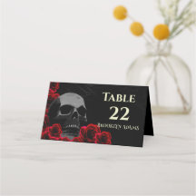 Spooky Skull och Röd ros Gothic Halloween Weddin