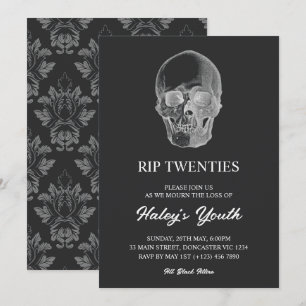 Spooky Skull RIP 20-årsjubileum 30års födelsedag Inbjudningar