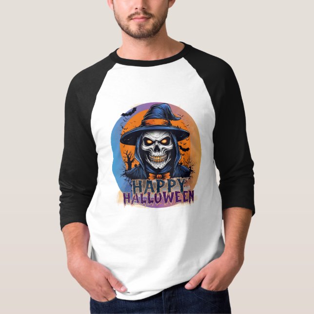 Spooky Skull Witch Halloween Art-88888 T Shirt (Framsida)