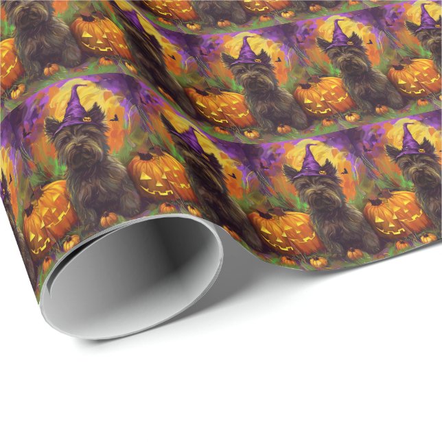 Spooky Skye Terrier Hund Halloween Witch Pumpkin Presentpapper (Rullad Hörn)