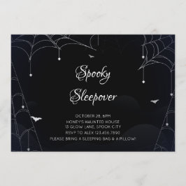 Spooky Sleepover Cobwebs Black Halloween Inbjudningar