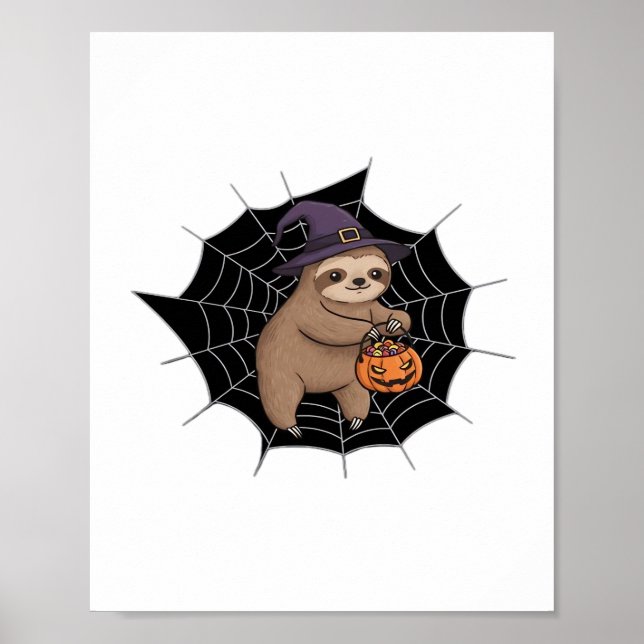 Spooky Sloth Halloween Roligt - Cute Trick eller T Poster (Framsidan)