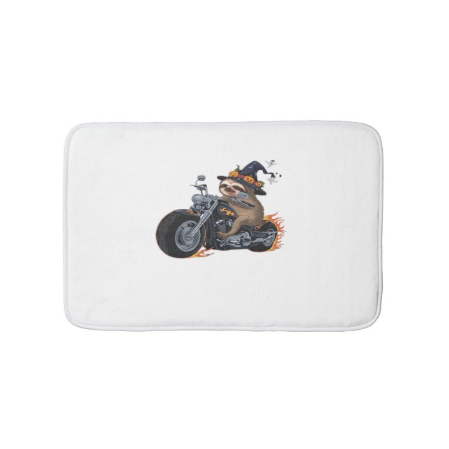 Spooky Sloth Motorcycle Ride Halloween Biker Rolig Badrumsmatta (Framsidan)