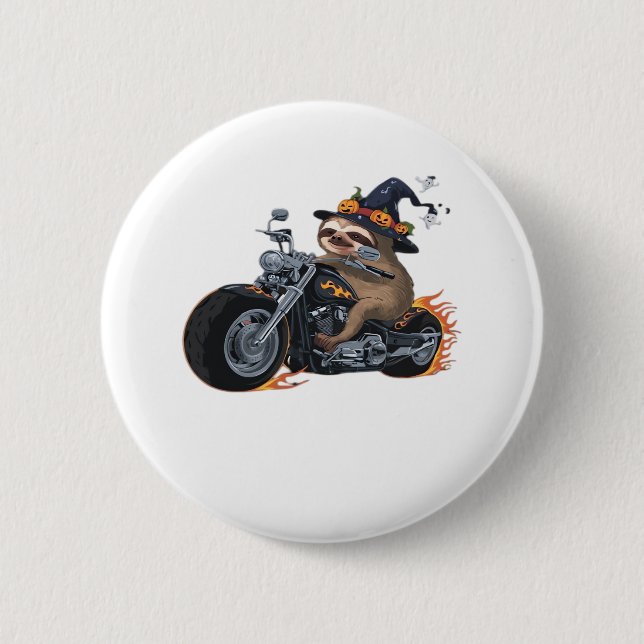 Spooky Sloth Motorcycle Ride Halloween Biker Rolig Knapp (Framsida)