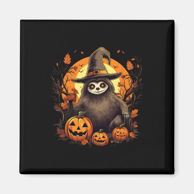 Spooky Sloth Witch Halloween Magnet (Framsidan)