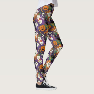 Spooky Smile Pumpkin Tooth Mönster Leggings