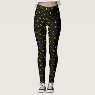 Spooky Smiles Ansikte Halloween Costume Leggings