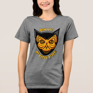 Spooky Snarky Black Cat Butterfly Skull T Shirt
