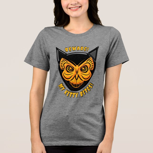 Spooky Snarky Black Cat Butterfly Skull T Shirt (Framsida)