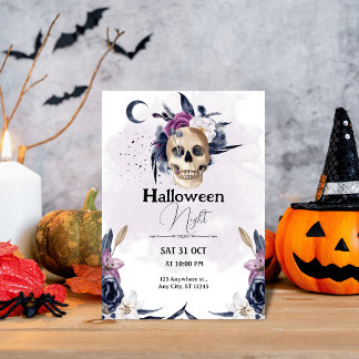 Spooky & Snyggt: Violet Watercolor Halloween Inbjudningar