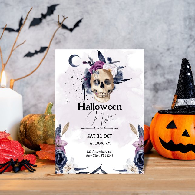 Spooky & Snyggt: Violet Watercolor Halloween Inbjudningar (Skapare uppladdad)