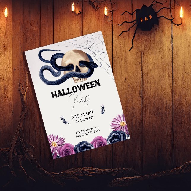 Spooky & Snyggt: Violet Watercolor Halloween Inbjudningar (Skapare uppladdad)