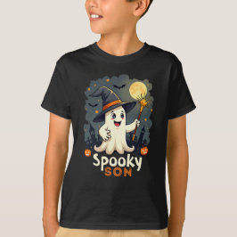 Spooky Son Halloween Ghost med Witch Hat T Shirt