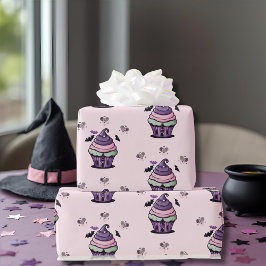 Spooky söt Cupkaka & Lollipops fladdermus rosa mön Presentpapper