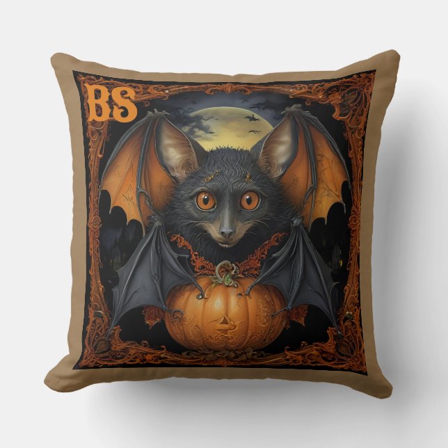 Spooky söt Halloween fladdermus i Disguise Kudde (Framsida)