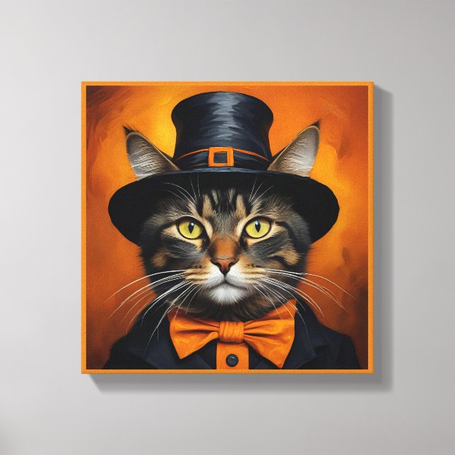 Spooky söt Halloween-katt i Disguise Canvastryck (Framsida)