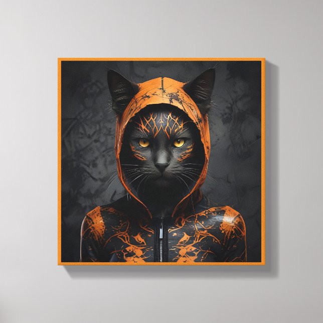 Spooky söt Halloween-katt i Disguise Canvastryck (Framsida)