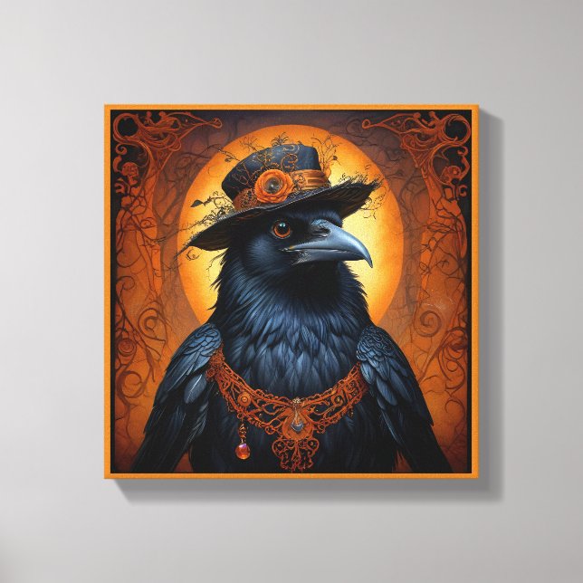 Spooky söt Halloween-kråka i Disguise Canvastryck (Framsida)