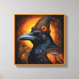 Spooky söt Halloween-kråka i Disguise Canvastryck