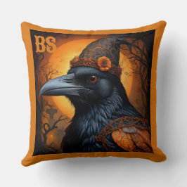 Spooky söt Halloween-kråka i Disguise Kudde