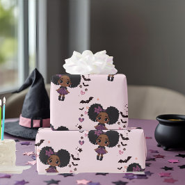 Spooky söt lila-flicka afro-puff mönster presentpapper