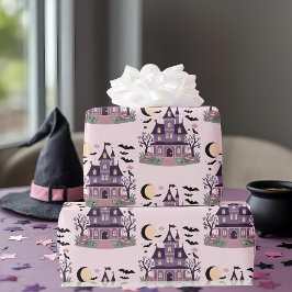 Spooky söt Mansion rosa mönster Presentpapper