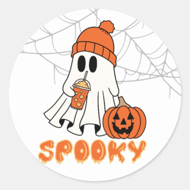 Spooky söt spökvinyldekalk runt klistermärke (Framsida)