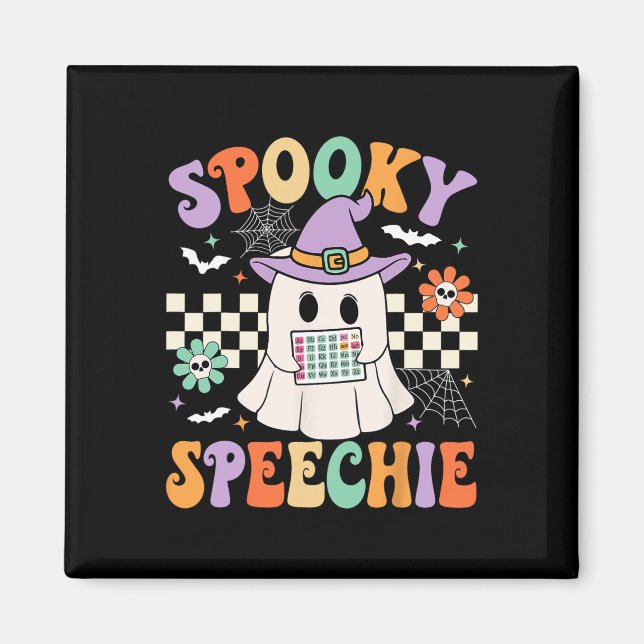 Spooky Speechie Tal Therapy Halloween Retro Slp Magnet (Framsidan)