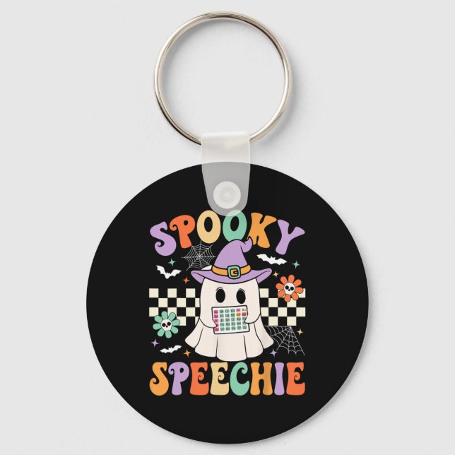 Spooky Speechie Tal Therapy Halloween Retro Slp Nyckelring (Framsida)