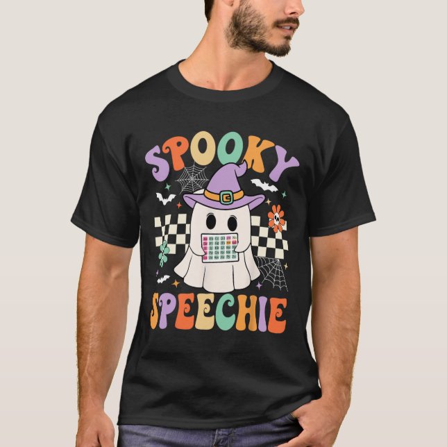 Spooky Speechie Tal Therapy Halloween Retro Slp T Shirt (Framsida)