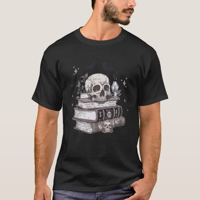 Spooky Spell Bokar Retro Skull Halloween Bok Kärle T Shirt (Framsida)
