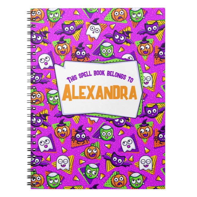 Spooky Spell Book Halloween Personalized Notebook Anteckningsbok (Framsidan)